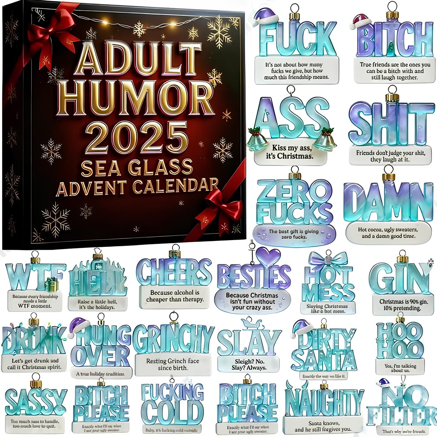 🎁✨Sea Glass Accents 2025 Adult Humor Advent Calendar – Perfect Holiday Gift! LIMITED EDITION💎