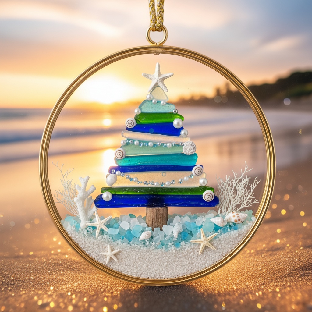 🎄✨ Handmade Sea Glass Christmas Tree Ornament – Perfect Holiday & Special Occasion Gift 🌊🎁