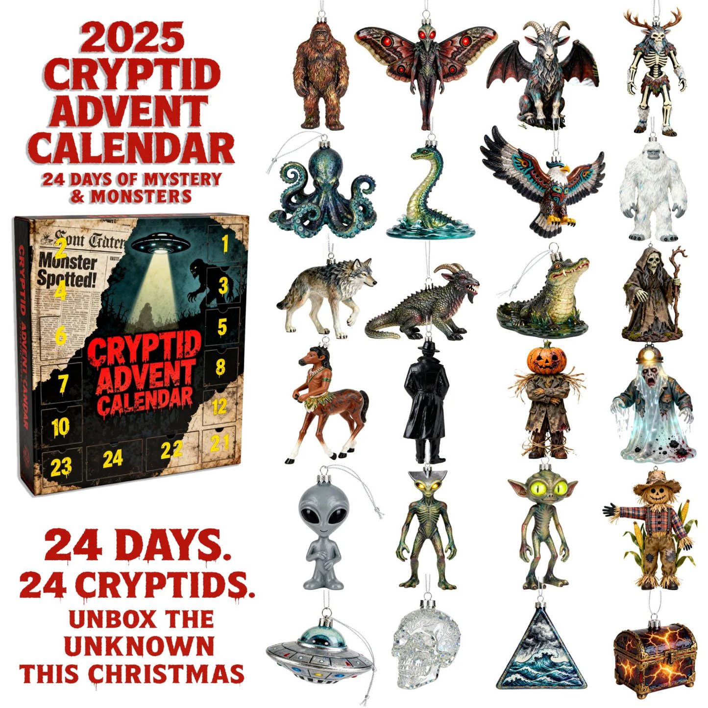 🎁 Mysteries of the Unknown – 2025 Cryptid Advent Calendar 🌲 | Perfect Holiday & Special Occasion Gift
