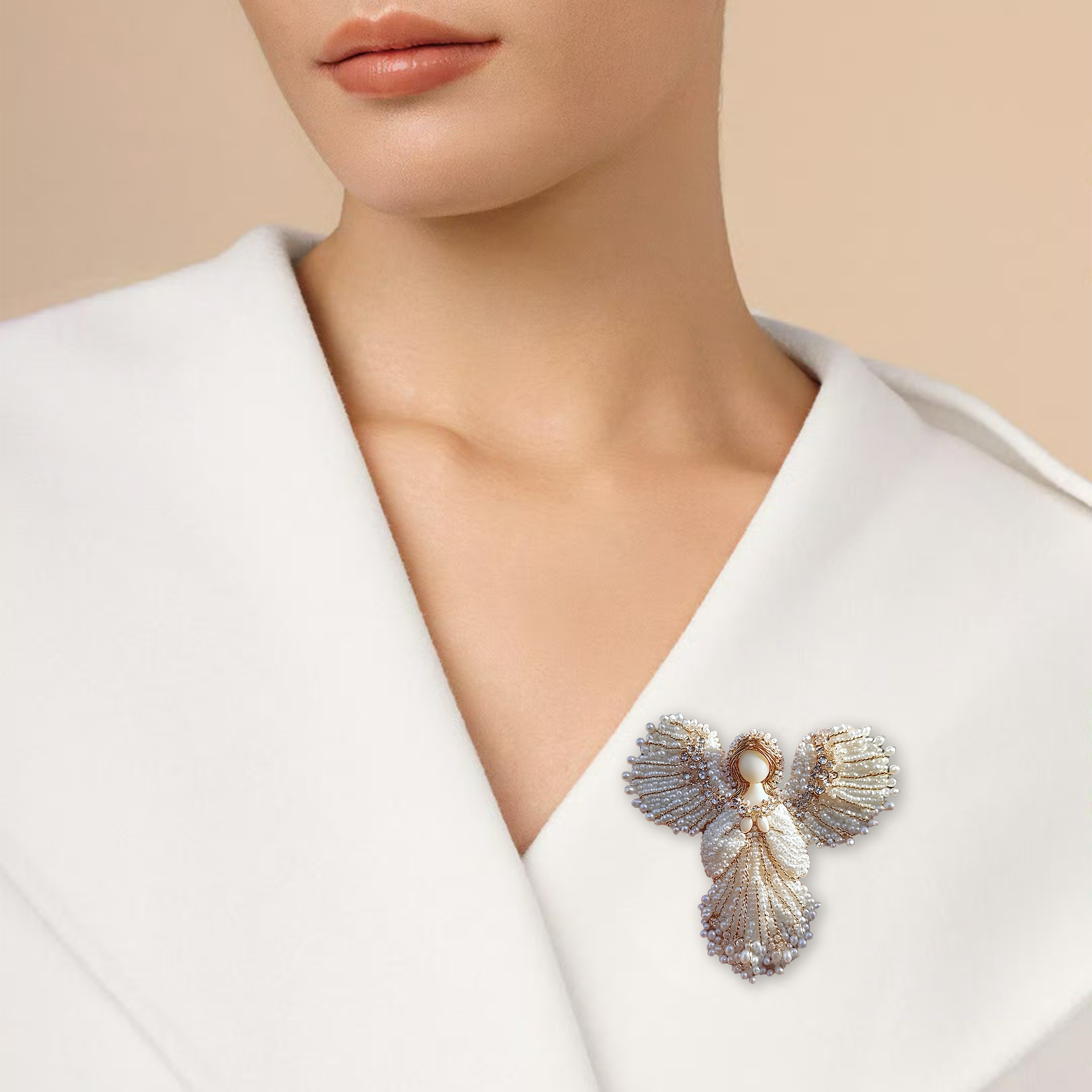 💖Handmade Pearl Angel Brooch – Perfect Holiday Gift 🎁✨