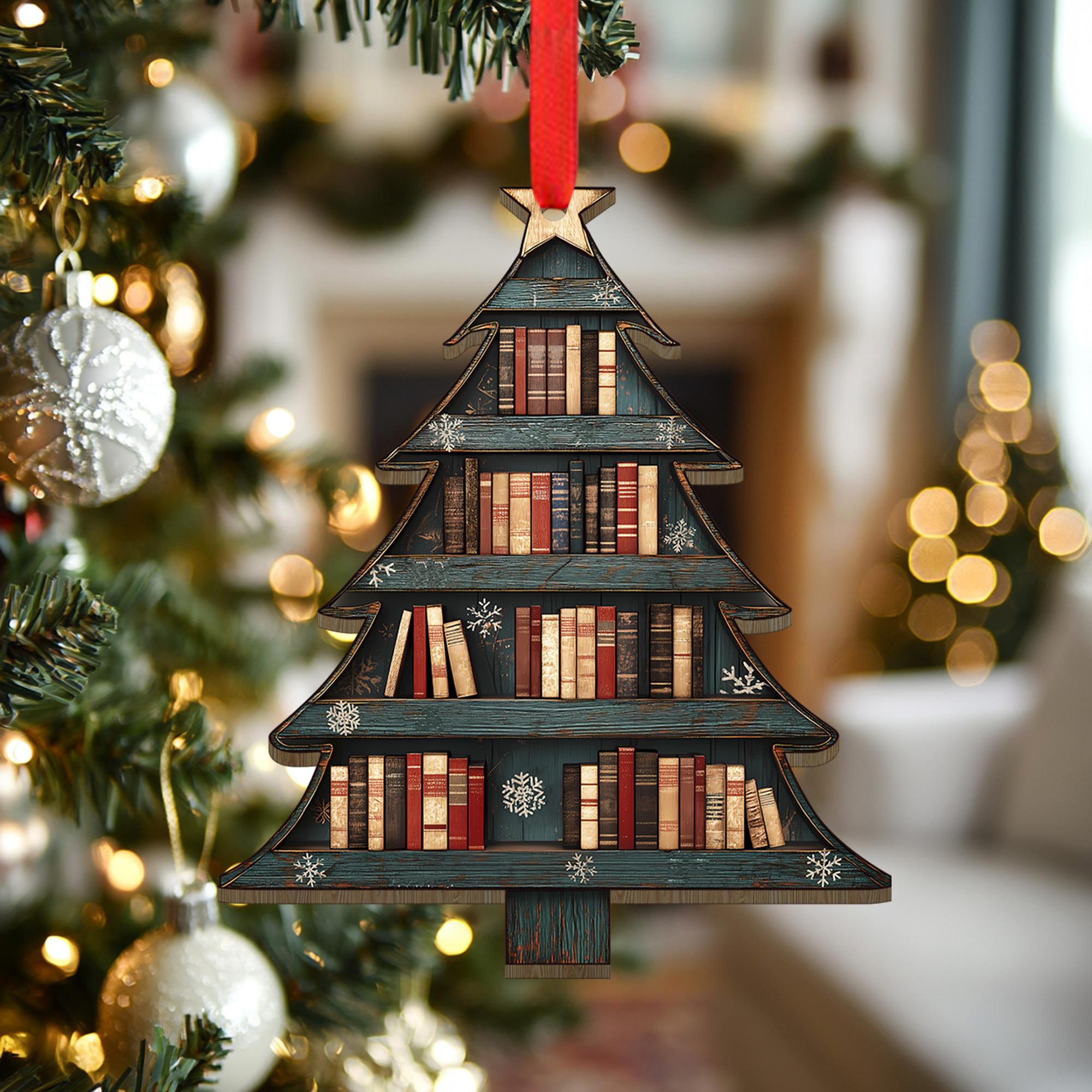 🎄📚 Festive Book Tree Ornament - Perfect Holiday Gift for Book Lovers, Book Club & Book Exchange 🎁