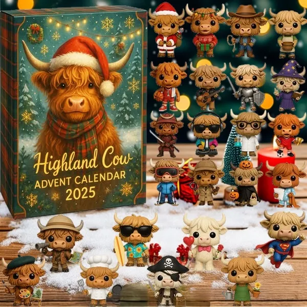 🎄 Highland Cow Advent Calendar 2025 - Perfect Holiday Gift! 🎁
