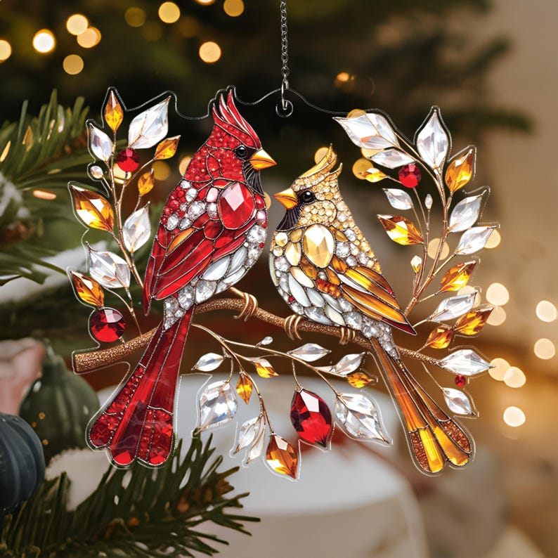 🎄Christmas Gift Idea - ❤️ Cardinal Couple Memorial Keepsake for Holidays & Special Occasions