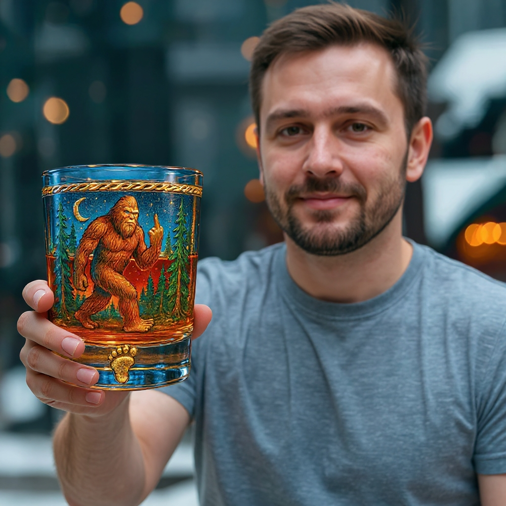 Bigfoot Middle Finger Glass 🎁🤣 - Perfect Gift for Holidays & Special Occasions