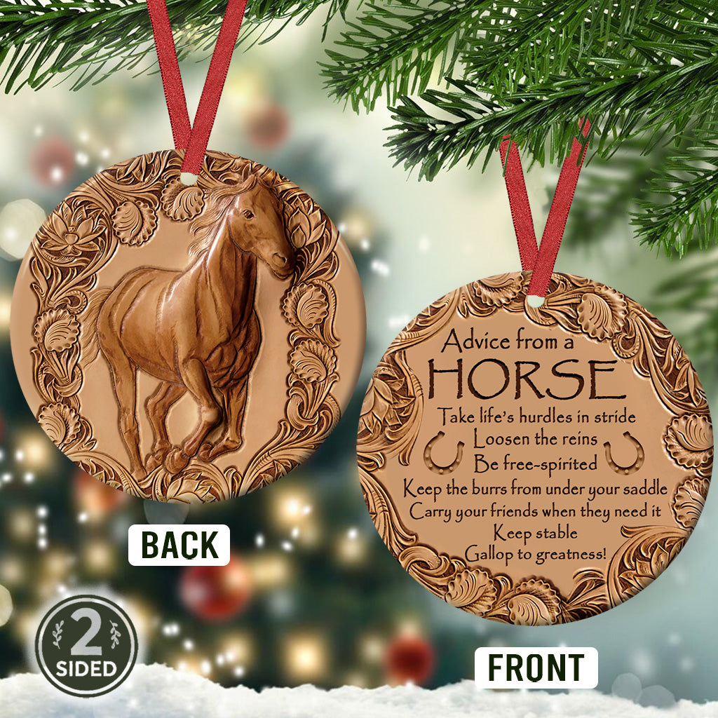 🐎🎁 Horse Advice Ceramic Circle Ornament - Perfect Holiday & Special Occasion Gift