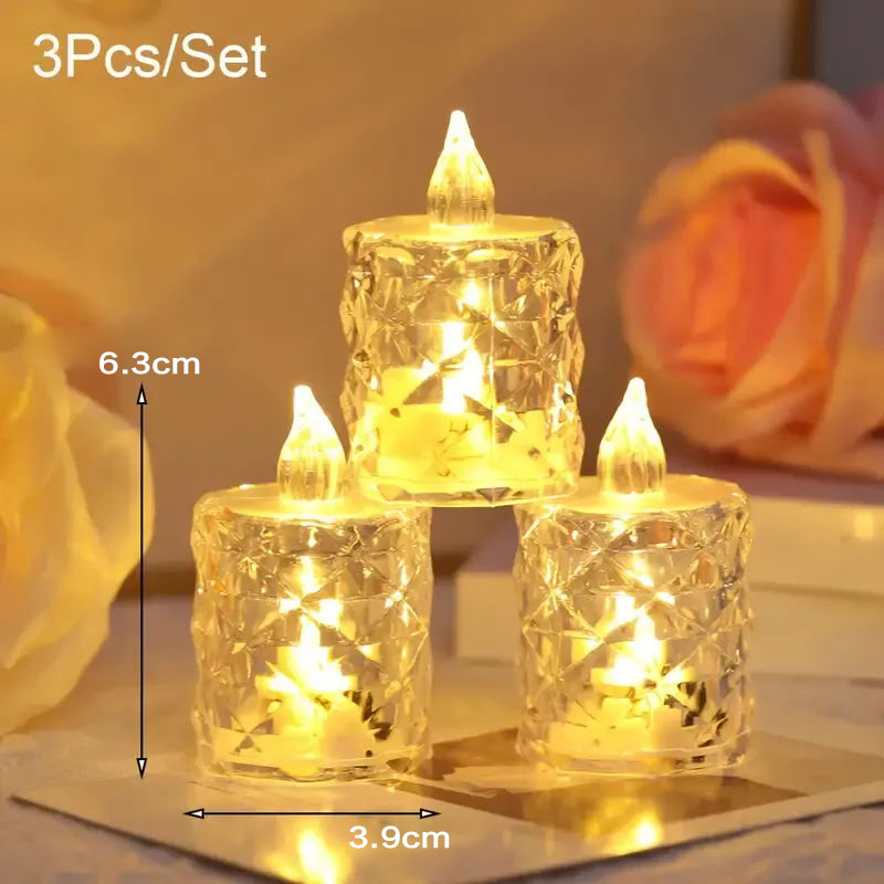 ✨Perfect Gift Set✨3pcs Crystal Flameless Candles🎁Ideal for Holidays & Special Occasions! Free Shipping on 4+ Sets🔥