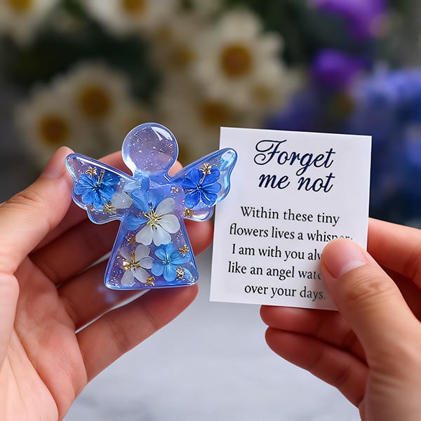 🎁 Forget Me Not Dried Flower Angel Keepsake - Timeless Gift for Remembrance & Hope, Perfect for Holidays & Special Occasions 💝