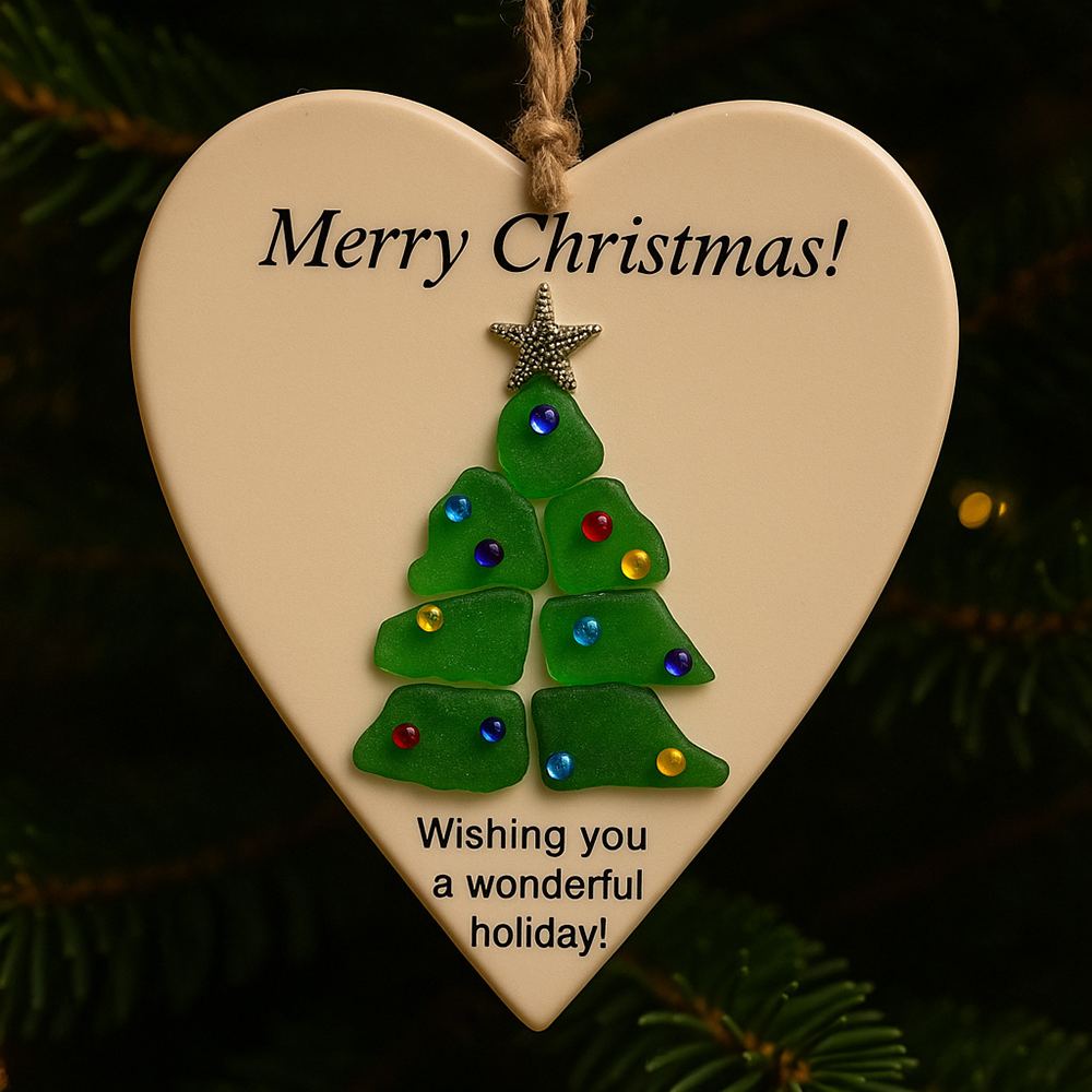 ✨Sea Glass Christmas Tree Ornament – Perfect Holiday Gift🎁