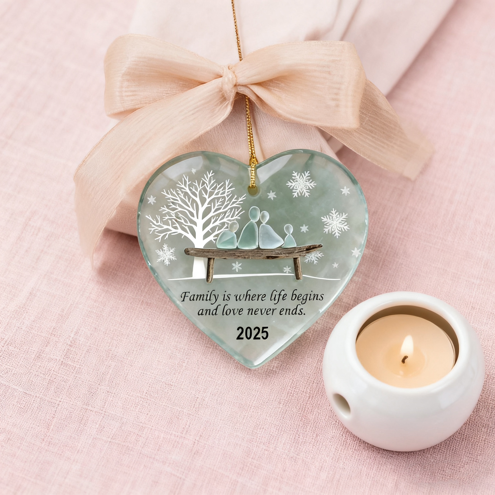 💙🎁 Handmade Heart-Shaped Sea Glass Ornament – Perfect Holiday & Special Occasion Gift