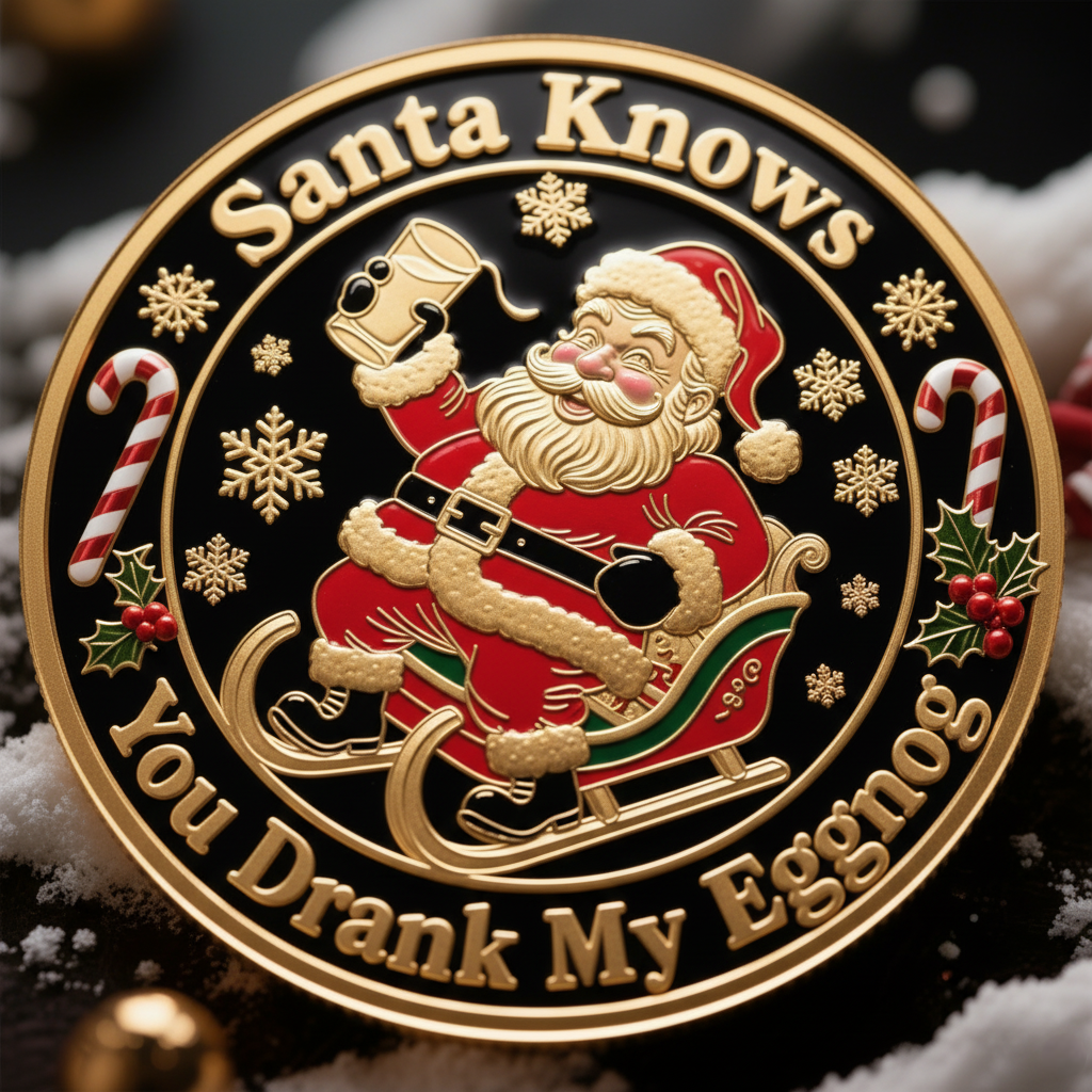 🎁✨ Santa Knows You Drank My Eggnog Coin – Hilarious Holiday Gift for Christmas & Special Occasions