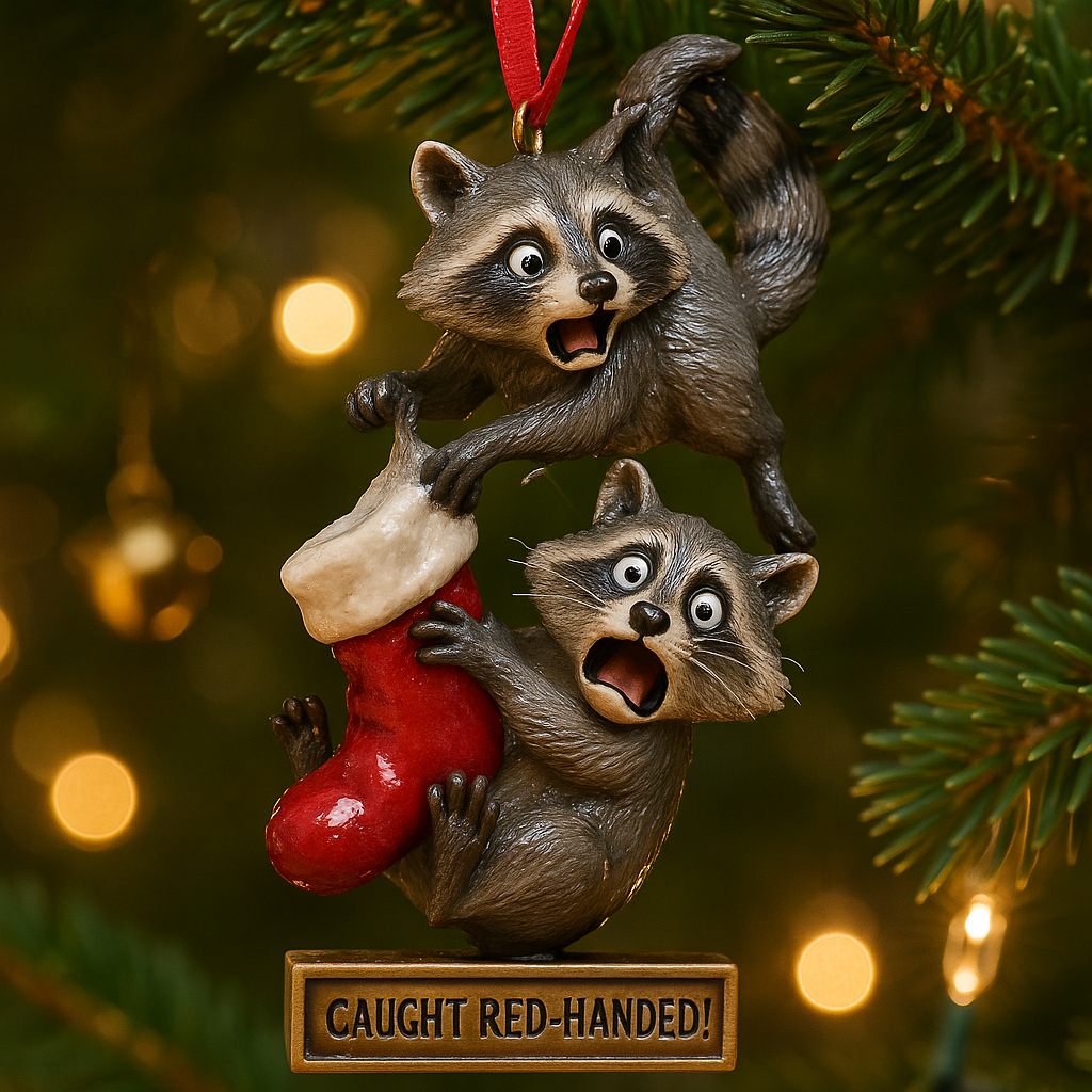 🎄🎁 Funny Raccoon Christmas Ornaments 2025 - Perfect Holiday Gift for Special Occasions!