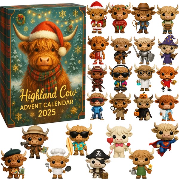 🎄✨ Highland Cow Advent Calendar 2025 – Perfect Holiday Gift for Christmas & Special Occasions