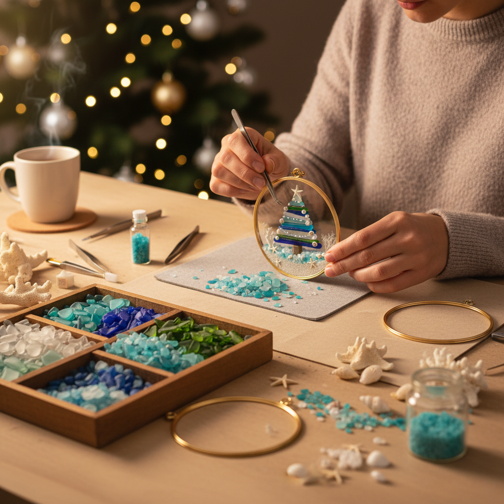 🎄✨ Handmade Sea Glass Christmas Tree Ornament – Perfect Holiday & Special Occasion Gift 🌊🎁