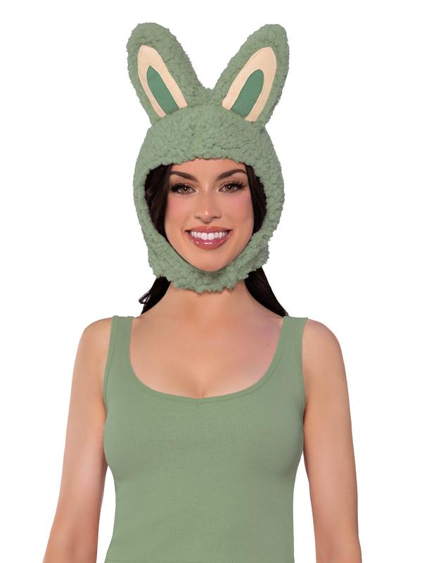 Little Monster Costume Hood 🎁👻 - Green Plush with Tall Ears & Velcro Closure, Perfect Halloween & Christmas Gift for Kids