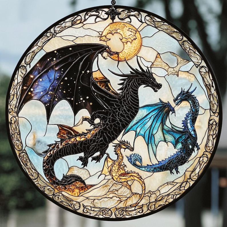 ✨ Enchanted Dragon Stained Glass Ornament – Perfect Holiday & Special Occasion Gift 🎁