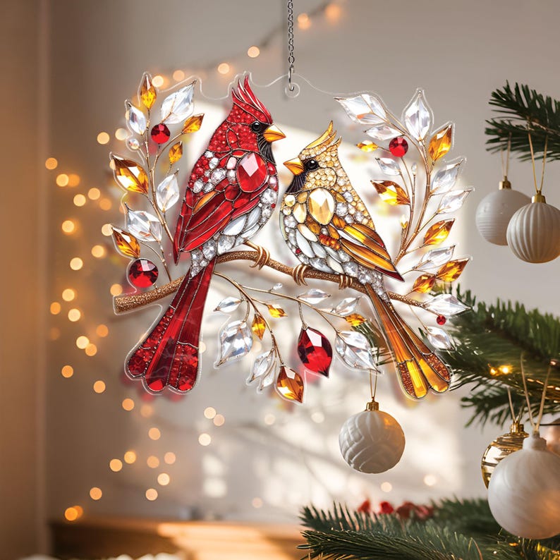 🎄Christmas Gift Idea - ❤️ Cardinal Couple Memorial Keepsake for Holidays & Special Occasions