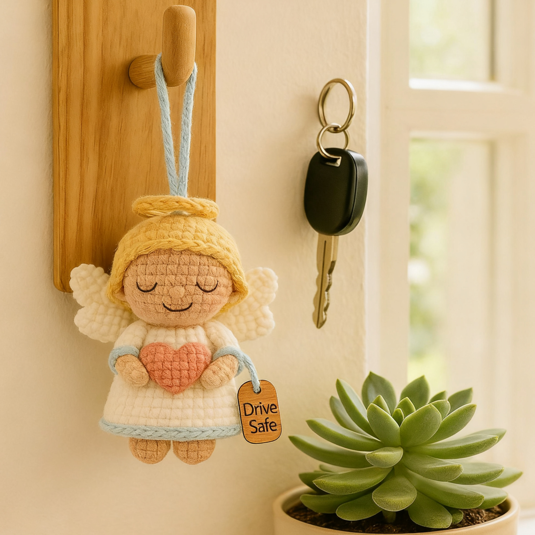 👼 Crochet Angel Car Hanging Charm – Perfect Holiday Gift for Safe Travels 🎁🚗
