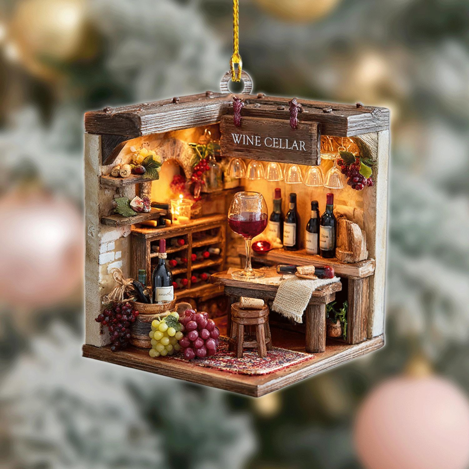 🎄✨ Wine Cellar Christmas Ornament - Perfect Holiday Gift & Keepsake