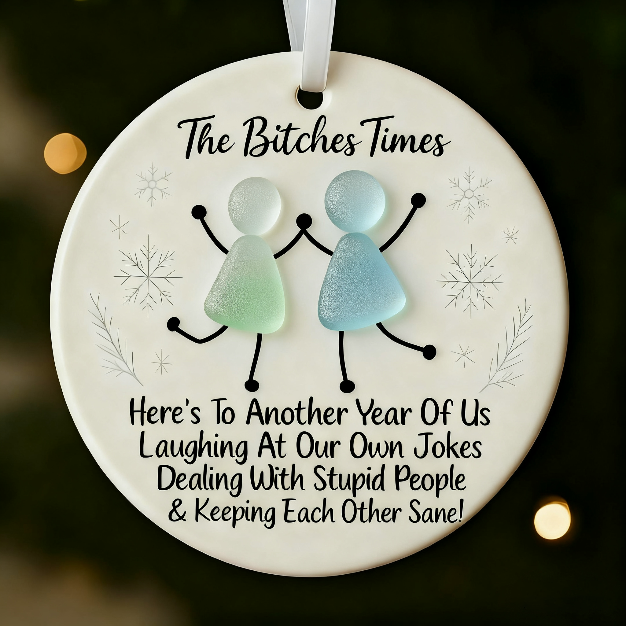 🎁 Funny Friendship Sea Glass Keepsake Ornament – Perfect Holiday & Special Occasion Gift! 🌊