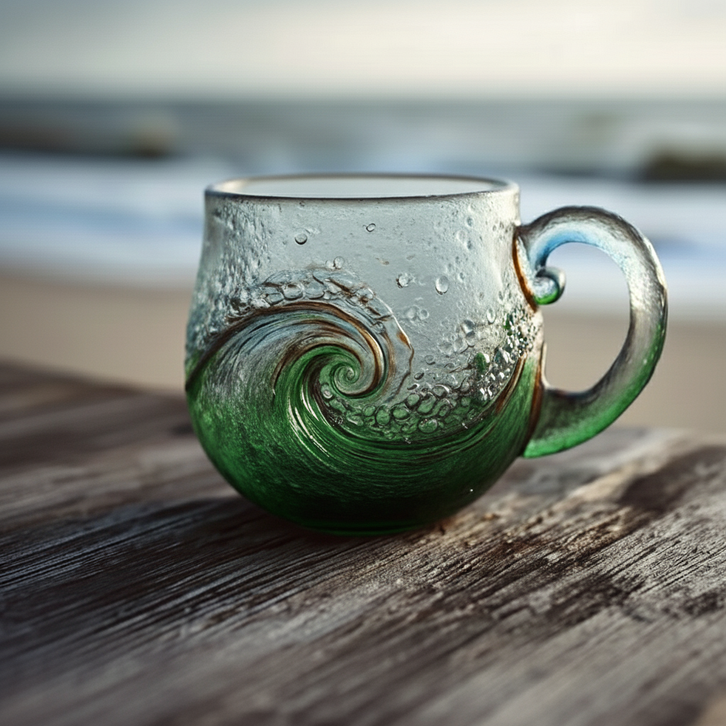 🌊✨ Handcrafted Ocean Glass Mugs – Perfect Holiday & Special Occasion Gift