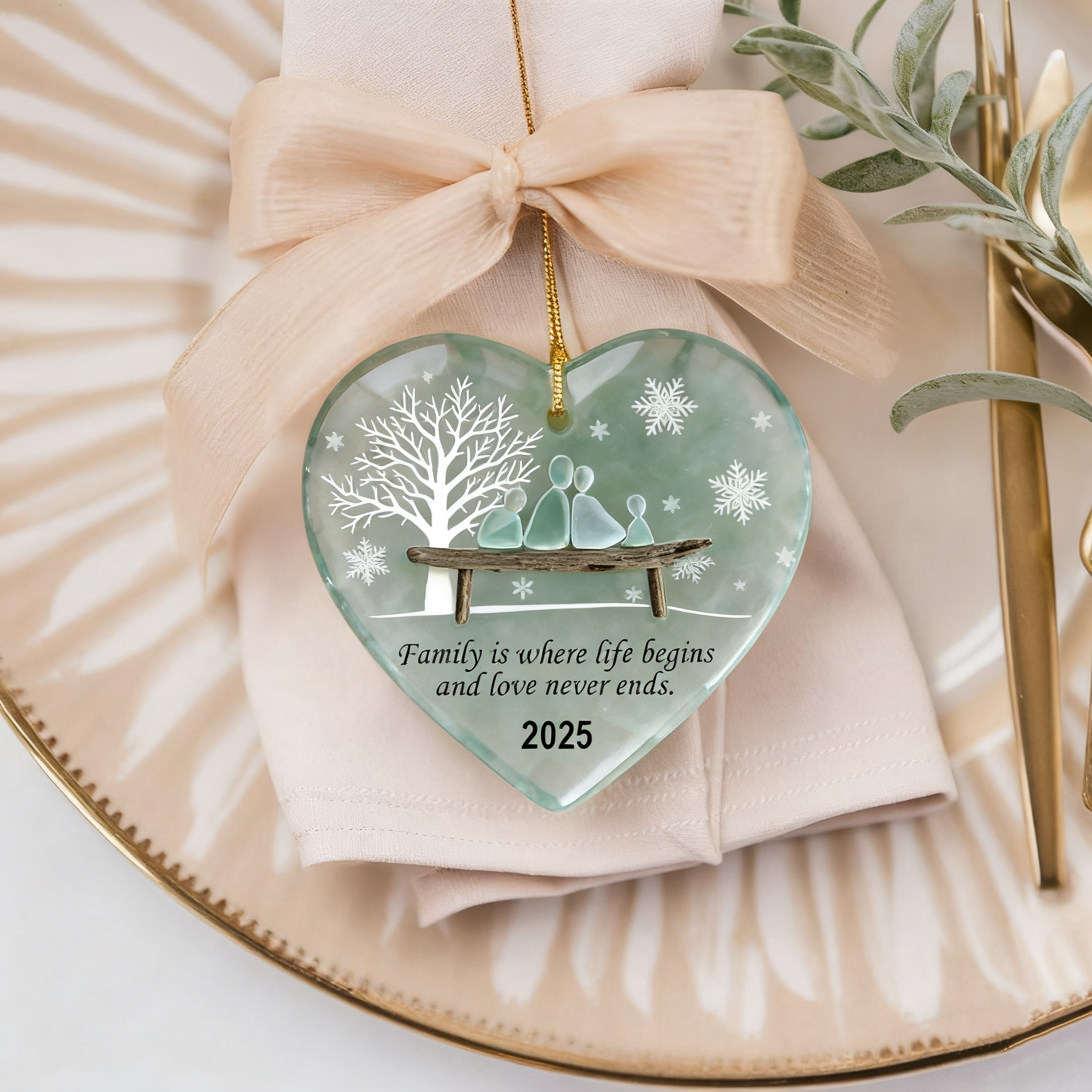 💙🎁 Handmade Heart-Shaped Sea Glass Ornament – Perfect Holiday & Special Occasion Gift