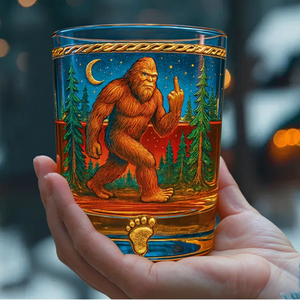 Bigfoot Middle Finger Glass 🎁🤣 - Perfect Gift for Holidays & Special Occasions