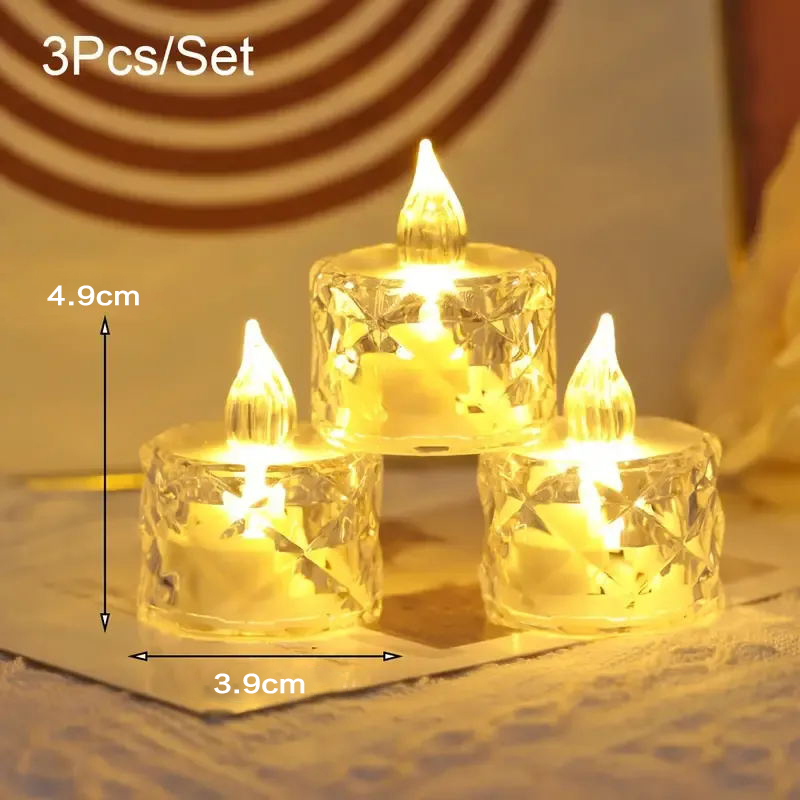 ✨Perfect Gift Set✨3pcs Crystal Flameless Candles🎁Ideal for Holidays & Special Occasions! Free Shipping on 4+ Sets🔥