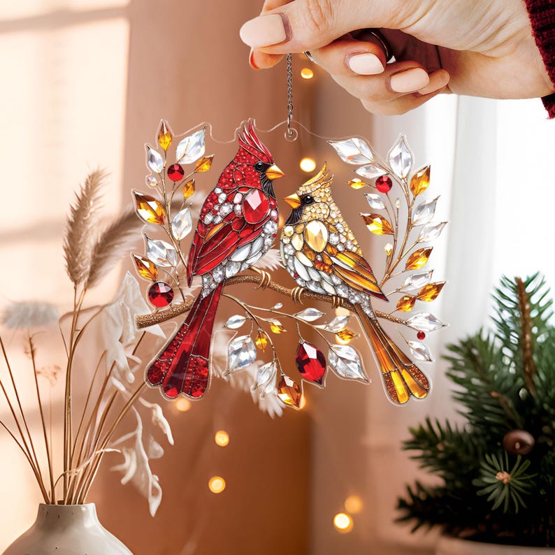 🎄Christmas Gift Idea - ❤️ Cardinal Couple Memorial Keepsake for Holidays & Special Occasions