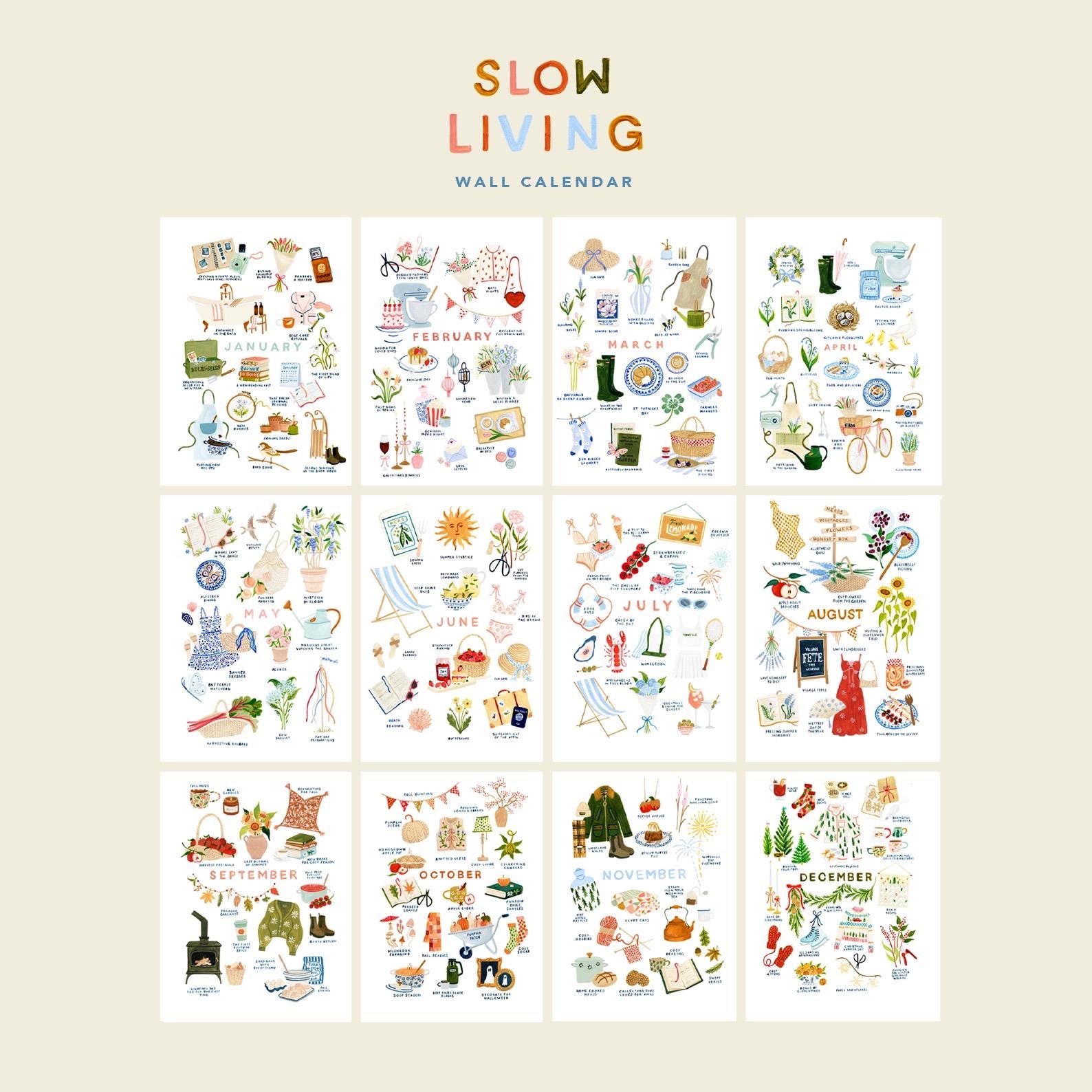 🎁 2026 Slow Living Wall Calendar – Perfect Gift for Holidays & Special Occasions 🌿