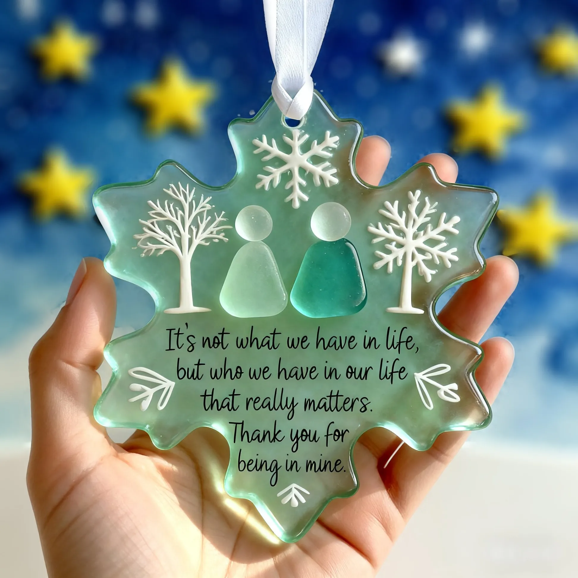 💖🎁 Sea Glass Friendship Snowflake Ornament – Perfect Holiday & Special Occasion Gift