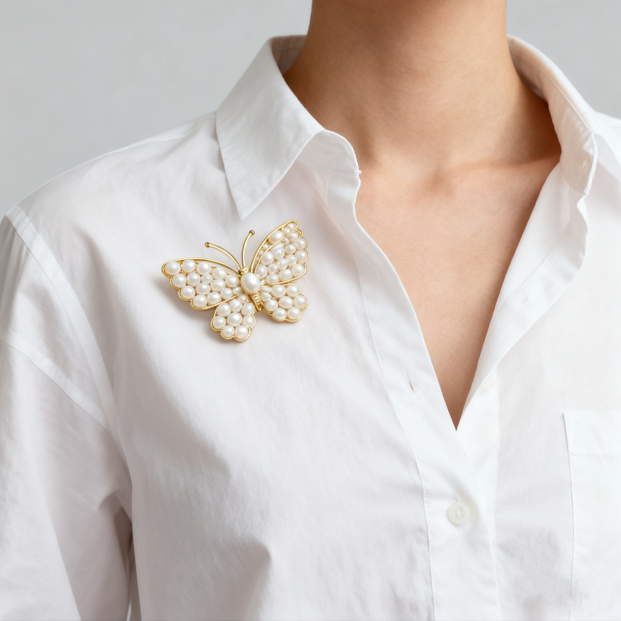 🎁✨ Elegant Pearl Butterfly Brooch – Perfect Gift for Holidays & Special Occasions