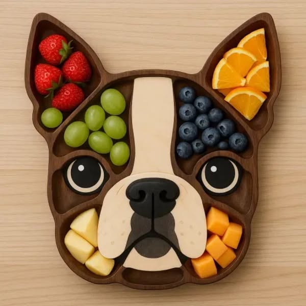 🎄🐶 Festive Dog-Shaped Wooden Plate – Perfect Holiday & Special Occasion Gift!