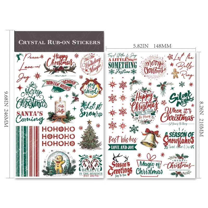 🎁✨ Yuletide Memories Crystal Rub-on Stickers - Perfect Holiday & Special Occasion Gift!