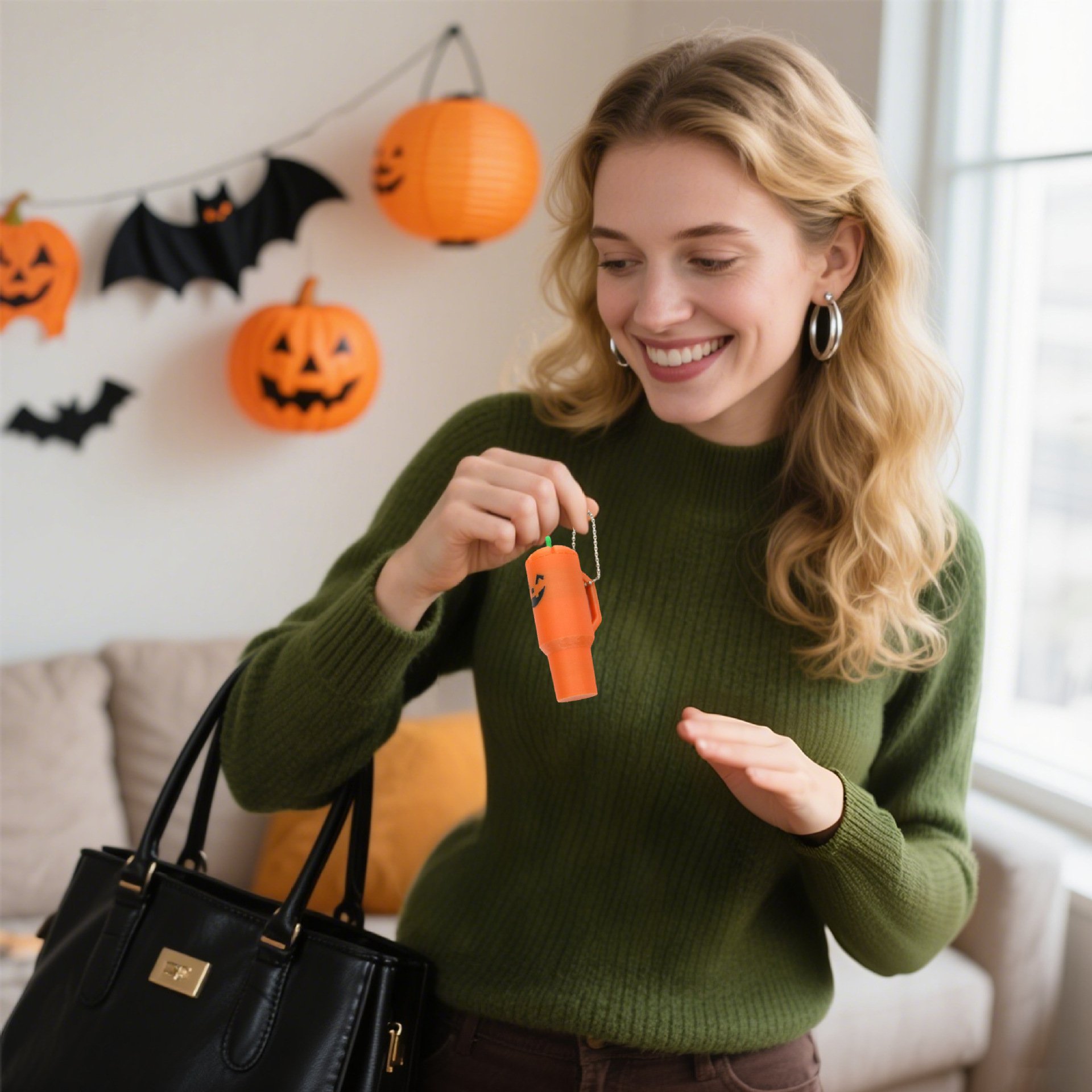 🎁✨ Lipstick Anti-Loss Keychain—Perfect Gift for Holidays & Special Occasions! (Halloween Pumpkin & Christmas Reindeer)