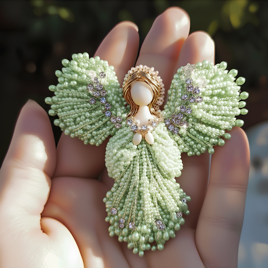 💎✨ Handmade Pearl Angel Brooch - Perfect Gift for Holidays & Special Occasions! 💝👼