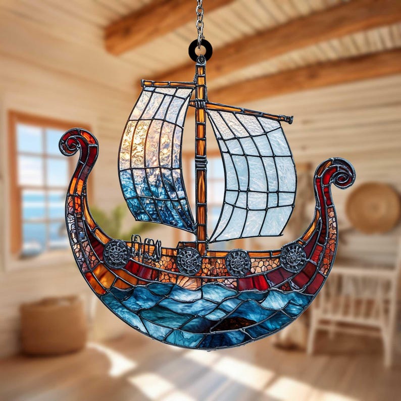 🌟 Viking Ship ACRYLIC Suncatcher – Perfect Holiday & Special Occasion Gift 🎁