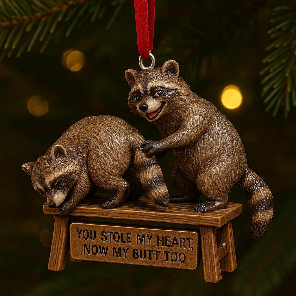 🎄🎁 Funny Raccoon Christmas Ornaments 2025 - Perfect Holiday Gift for Special Occasions!