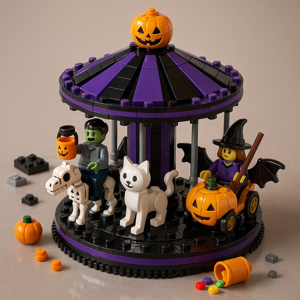 🎁 Haunted Carnival Carousel Building Set – Spooky Holiday Gift for Halloween & Christmas 🎄