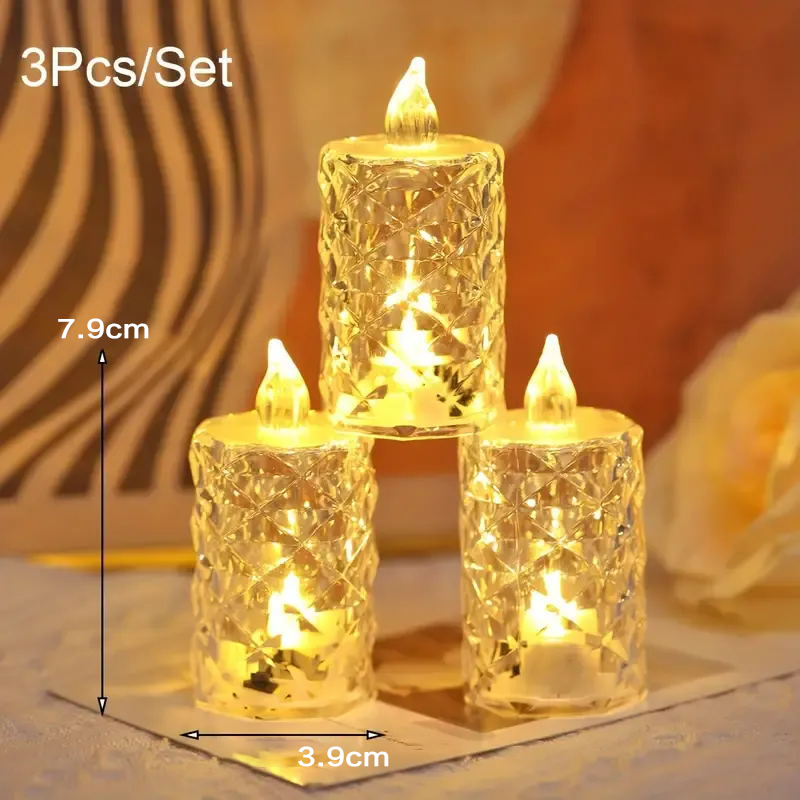 ✨Perfect Gift Set✨3pcs Crystal Flameless Candles🎁Ideal for Holidays & Special Occasions! Free Shipping on 4+ Sets🔥