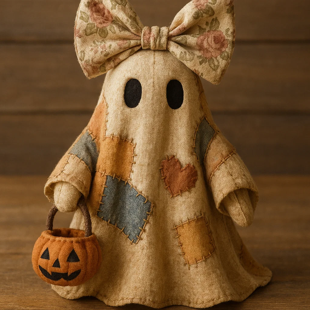 🎁👻 Festive Patchwork Ghost Decor – Perfect Halloween Gift & Holiday Present