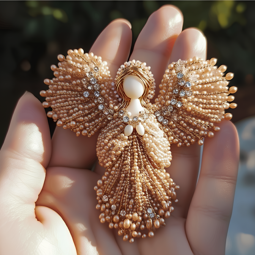 💎✨ Handmade Pearl Angel Brooch - Perfect Gift for Holidays & Special Occasions! 💝👼