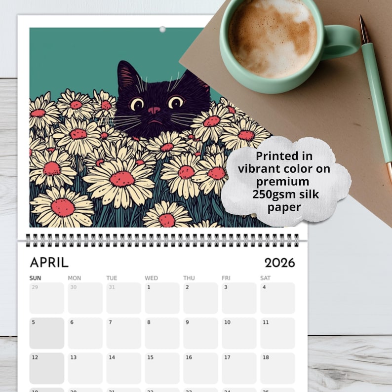 2026 Cats Chillin' with Birth Flowers Wall Calendar 🎁🐱 - Perfect Gift for Holidays & Special Occasions!