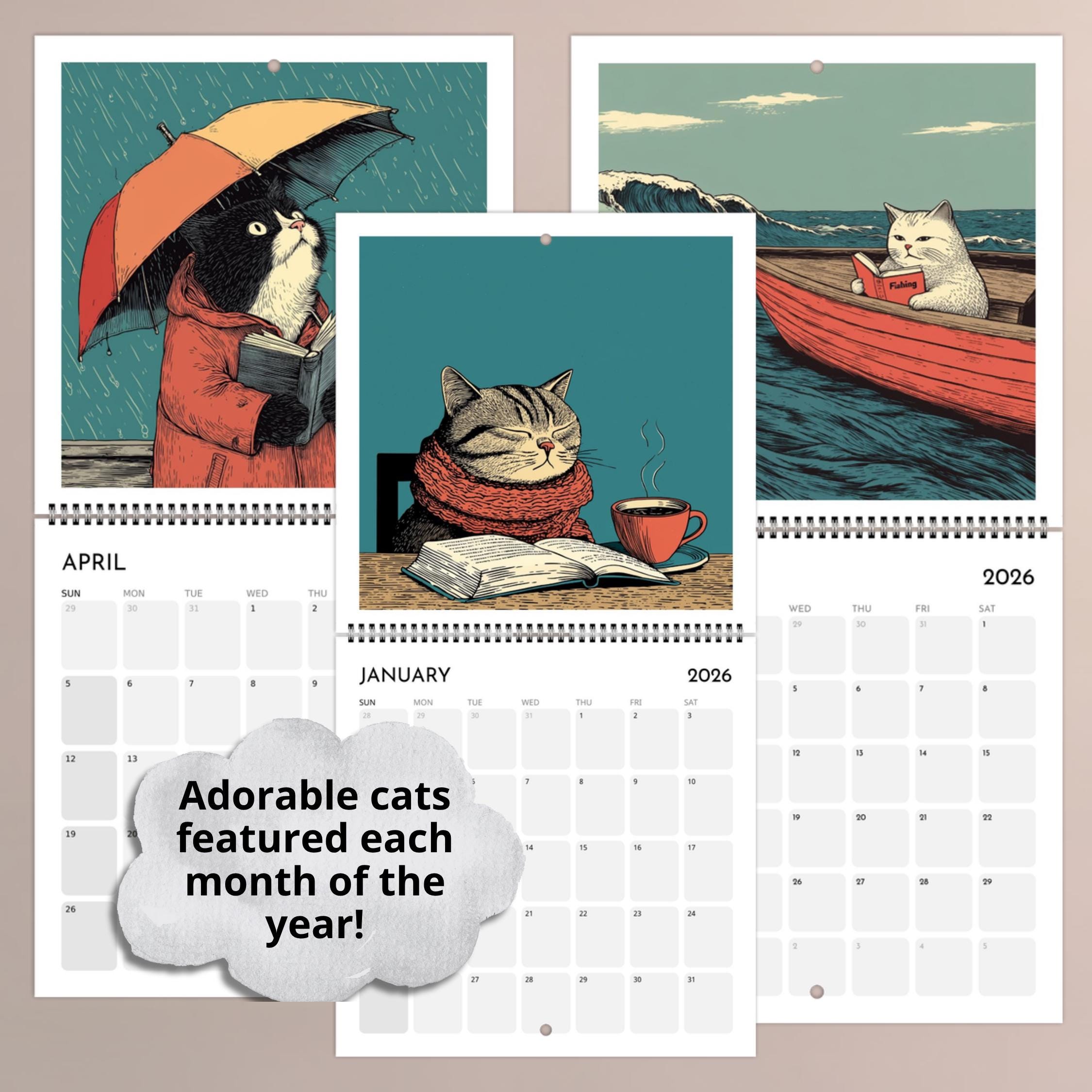 🐱🎁 Cats Chillin' Wall Calendar 2026 - Perfect Gift for Holidays & Special Occasions!