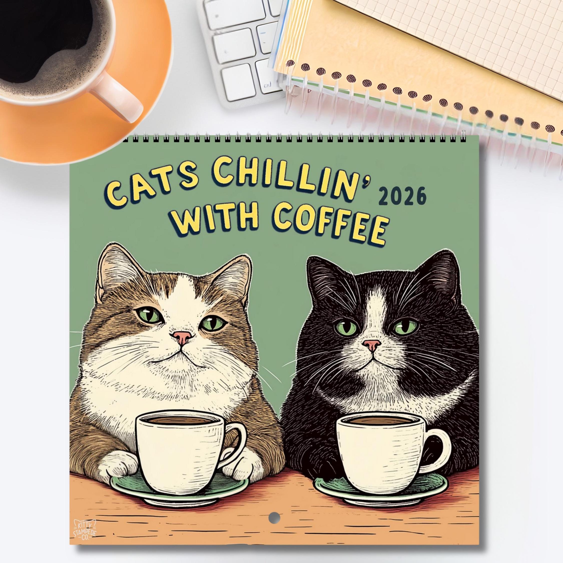🐱🎁 Cats Chillin' Wall Calendar 2026 - Perfect Gift for Holidays & Special Occasions!