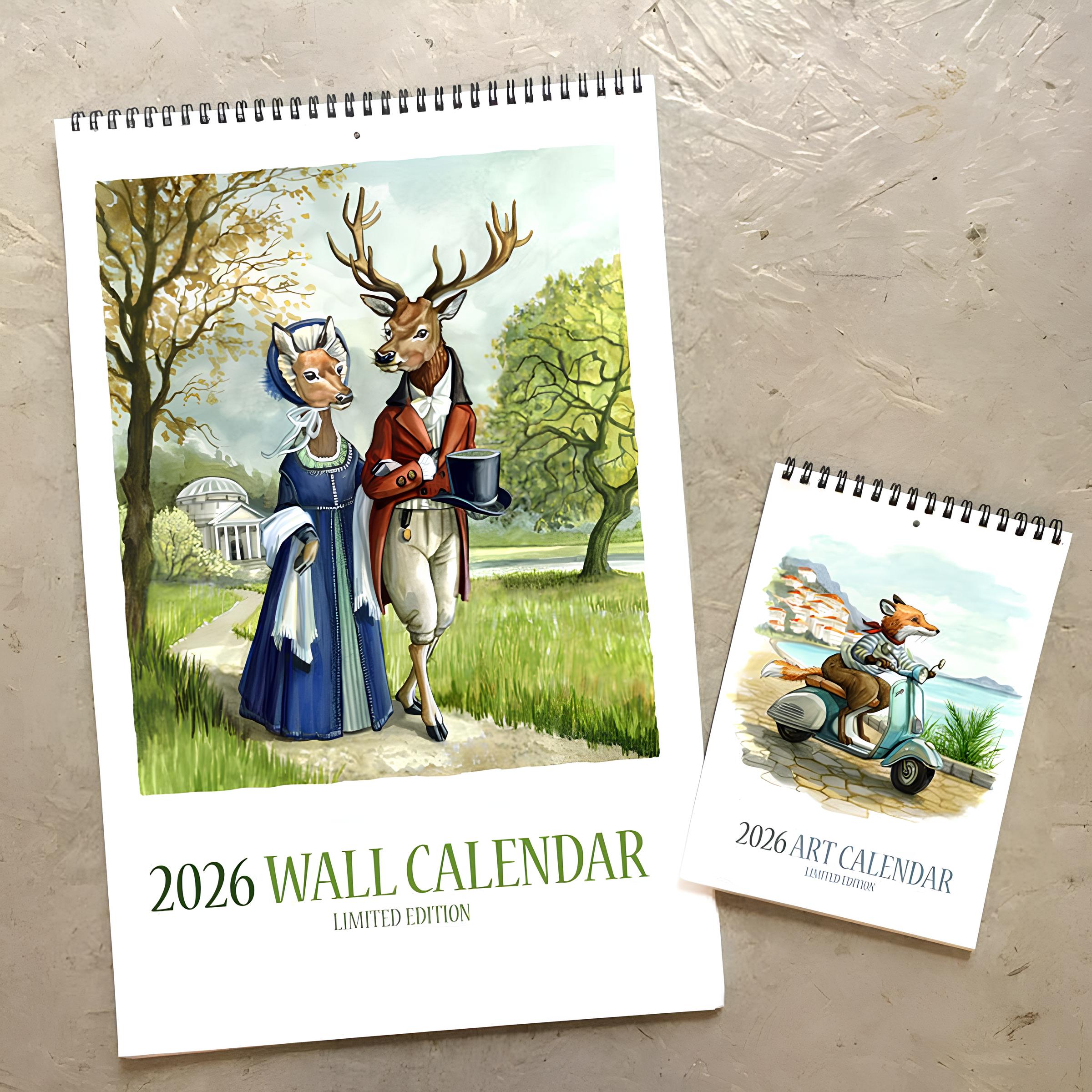 💖🎁 Forest Animal Limited Edition Wall Art Calendar Set – Perfect Gift for Holidays & Special Occasions (Large + Small)