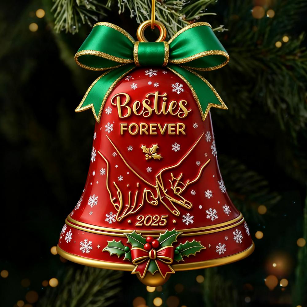 🎄 Besties Forever Christmas Bell Ornament – Perfect Holiday Gift for Friends 🎁