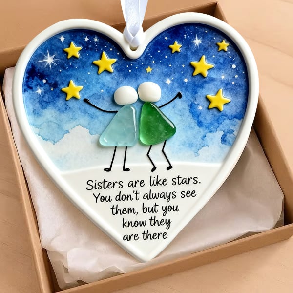 👩🏻‍🤝‍👩🏻 Sisterhood Sea Glass Gift – Perfect for Holidays & Special Occasions 🎁💖