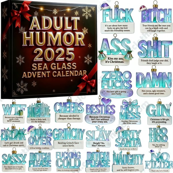 🎄😂 Sea Glass Accents 2025 Adult Humor Advent Calendar - Perfect Holiday Gift for Special Occasions