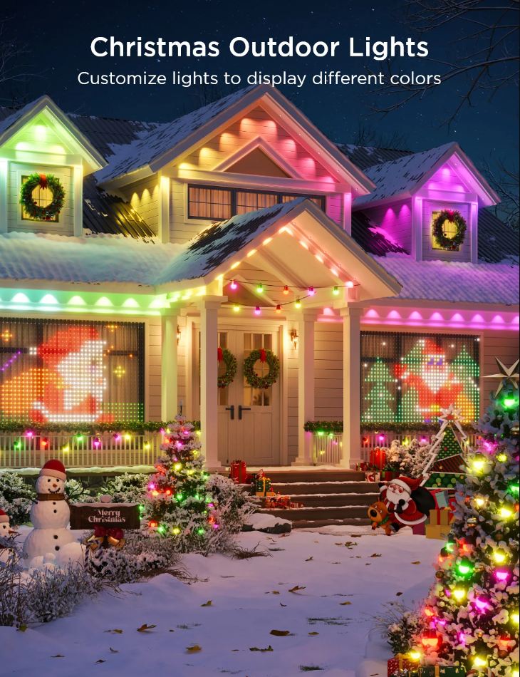 ✨Festive Smart Rainbow LED Outdoor Lights - Perfect Holiday Gift! 🎁