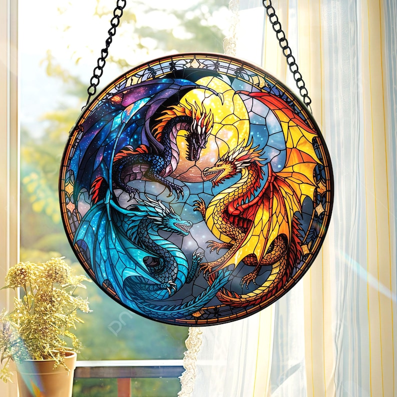 ✨ Enchanted Dragon Stained Glass Ornament – Perfect Holiday & Special Occasion Gift 🎁